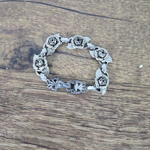Vintage Floral Rose Link Bracelet